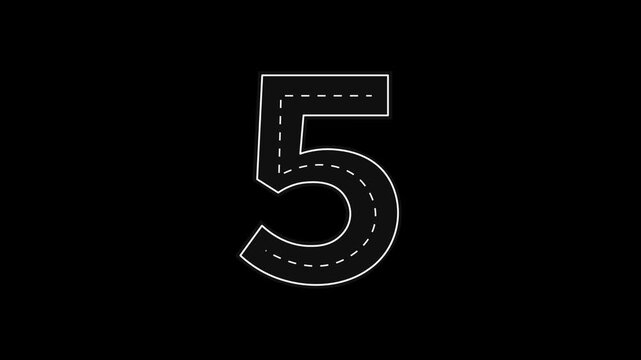 number 5 animation, broken lines forming number 5, number knowledge, 4k video