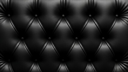 Naklejka premium Elegant Black Tufted Leather Upholstery Background Texture.