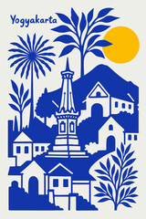 Obraz premium Yogyakarta Cultural City Poster Illustration