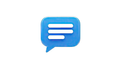 3D Blue Speech Bubble Icon on White Background