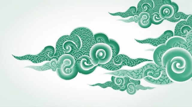 Traditional Asian Clouds Animated Background Loop.