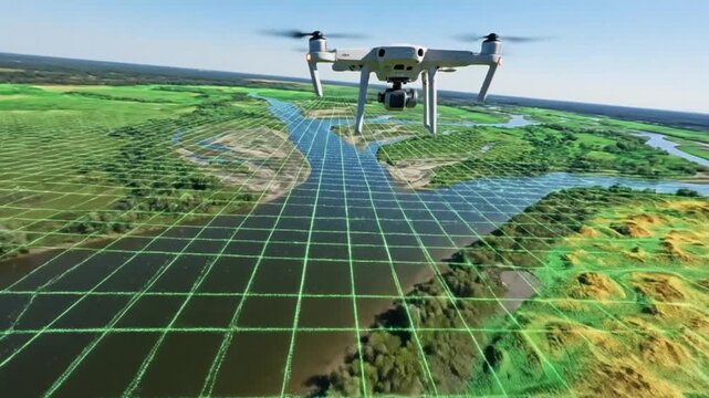 Drone Mapping River Delta with 3D LiDAR Visualization and Realistic Shadows