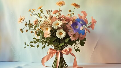 Hand-Tied Wildflower Bouquet: Rustic Floral Arrangement with Daisies and Pastel Blooms