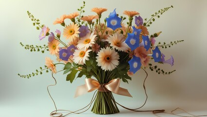 Hand-Tied Wildflower Bouquet: Rustic Floral Arrangement with Daisies and Pastel Blooms