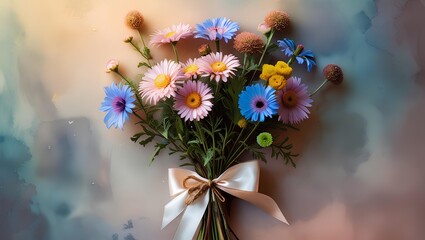 Hand-Tied Wildflower Bouquet: Rustic Floral Arrangement with Daisies and Pastel Blooms