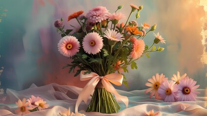 Hand-Tied Wildflower Bouquet: Rustic Floral Arrangement with Daisies and Pastel Blooms