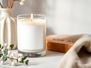 Cozy candle in a minimalist setting