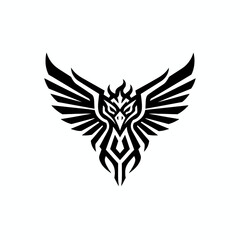 Fototapeta premium Tribal Phoenix Bird Logo Design with Spread Wings.