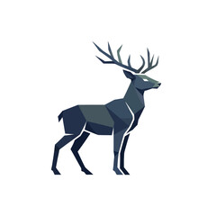 Obraz premium Geometric Deer Illustration with Majestic Antlers Standing Proudly.