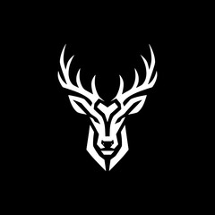 Fototapeta premium Geometric Deer Head Logo Design White On Black 1.