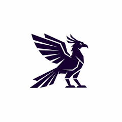 Fototapeta premium Geometric Phoenix Bird Logo Design.