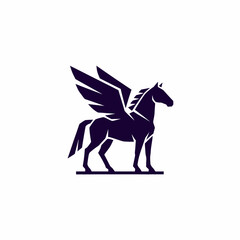 Naklejka premium Majestic Pegasus silhouette with powerful wings and strong stance.
