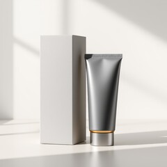Naklejka premium Minimalist skincare tube with box