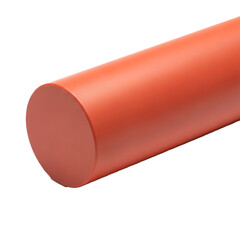 Close-up shot of a solid orange cylindrical rod on a white background, showcasing its smooth texture and uniform color