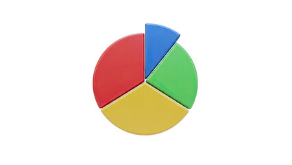 Fototapeta premium 3D Colorful Pie Chart Isolated on White on transparent background