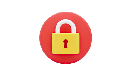 3D Padlock on Red Circle: Security Concept