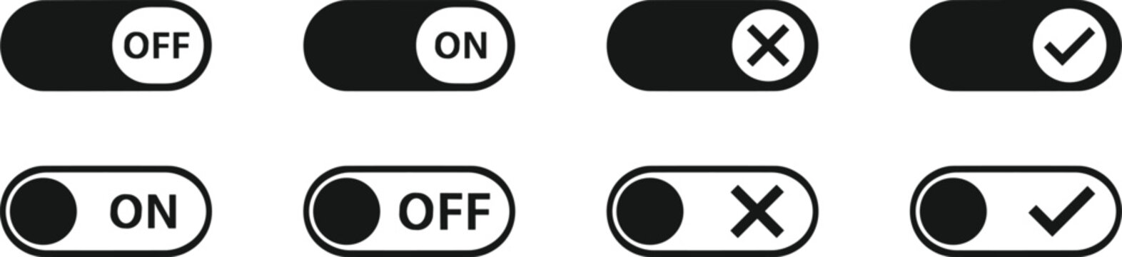 Toggle switch buttons for on off and validation