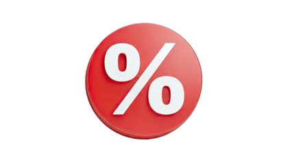 3D Percentage Symbol on Red Circle Isolated