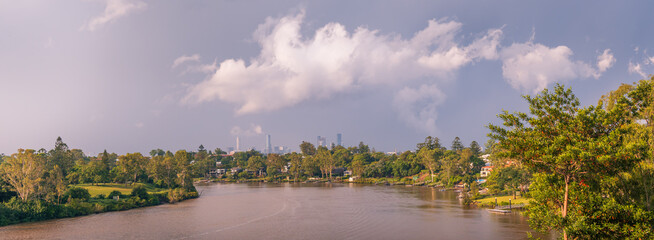 Brisbane City Skyline Panorama after a Storm