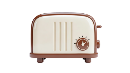3D Retro Toaster with Timer Knob and Lever on transparent background