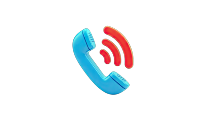 3D Phone Icon Ringing on White Background