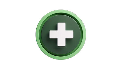 Fototapeta premium 3D Plus Sign Icon on Green Circle - Addition Concept