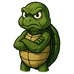 Obraz premium Grumpy Turtle: A determined turtle shows an expressions of anger, its powerful physique reflecting its determination, a symbol of resilience.