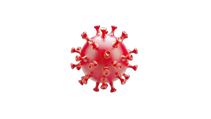 3D Render of a Red Coronavirus on White Background