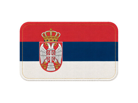 Show your national pride with this detailed embroidered Serbian flag patch, perfect for apparel and accessories.