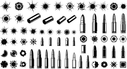 Bullet and bullet hole graphics in black and white © Crazy Dreamy Boy