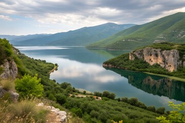 Albania Prespa Ohrid Lakes peaceful scenery travel destination tourism marketing Europe nature outdoor vacation advertising promotion lake water mountains journey exploration Balkan culture heritage