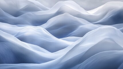 Obraz premium Abstract, flowing, light-blue, wavy, mountain-like forms