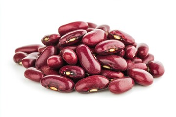 Heap of red kidney beans on white background. AI image