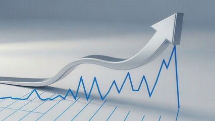 Glossy silver arrow signifies growth trend in market analysis