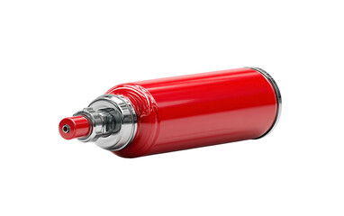 Fire extinguisher ready for emergency response featuring metallic nozzle ergonomic handle and reliable safety operation isolated on transparent background PNG