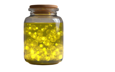 Firefly jar illustration glowing orbs floating inside clear glass magical lighting and enchanting natural ambiance isolated on transparent background PNG