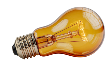 Modern glass light bulb illustration showing detailed transparency, reflective surfaces, and practical illumination isolated on transparent background PNG