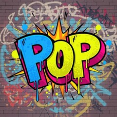Obraz premium Bold colorful lettering spelling a short word explodes against a background of urban wall markings