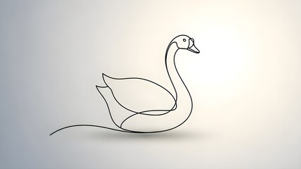 Elegant continuous line art illustration of a graceful swan, embodying serenity and beauty with smooth, flowing strokes in a minimalist design on a clean background