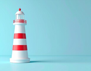 Minimalist 3d lighthouse icon for maritime and navigation concept.