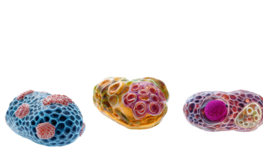 Colorful microbe illustration showing detailed cellular structures for scientific and educational purposes isolated on transparent background PNG