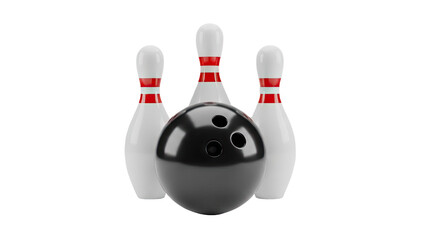 Bowling ball and pins transparent background