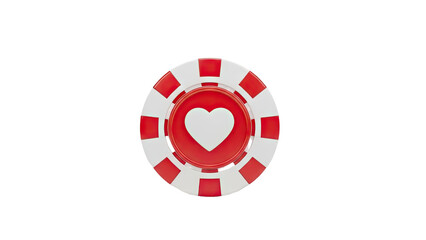 Casino Chip with Heart Symbol on transparent background