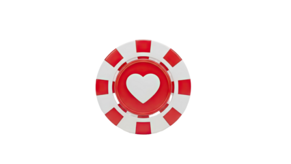 Casino Chip with Heart Symbol on transparent background