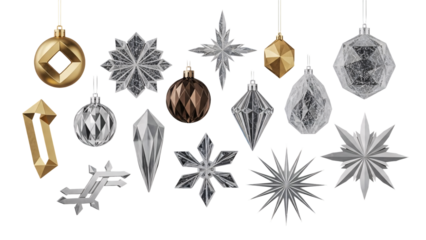 Metallic Hanging Ornaments with Various Shapes.