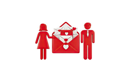 Love Letters Between Man and Woman Icons on transparent background