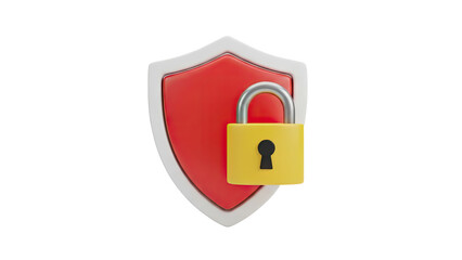 Shield and Padlock Icon on transparent background