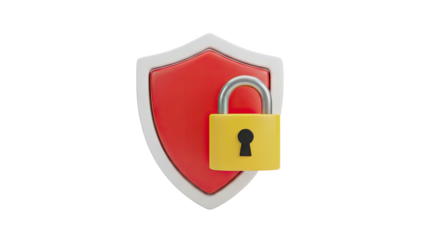 Shield and Padlock Icon on transparent background