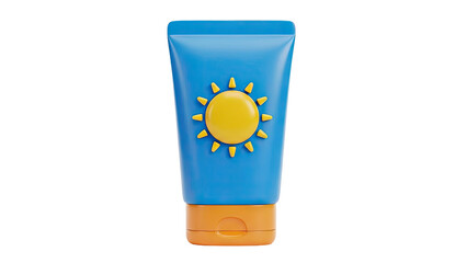 Sunscreen tube with sun icon on transparent background