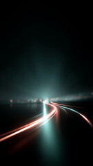 Long exposure red light trails on black background